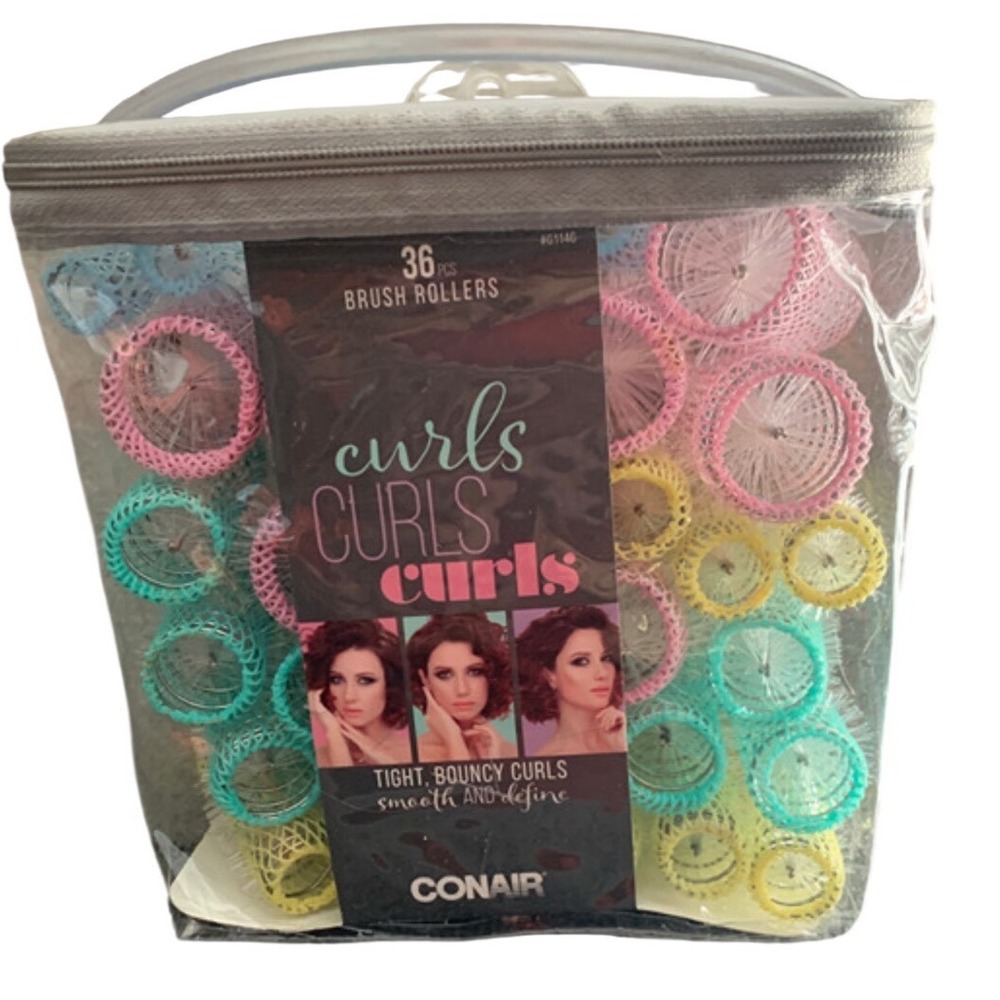 Conair Curls Curls Curls 36 Piece Brush Roller Set Hair Curlers with Storage Bag